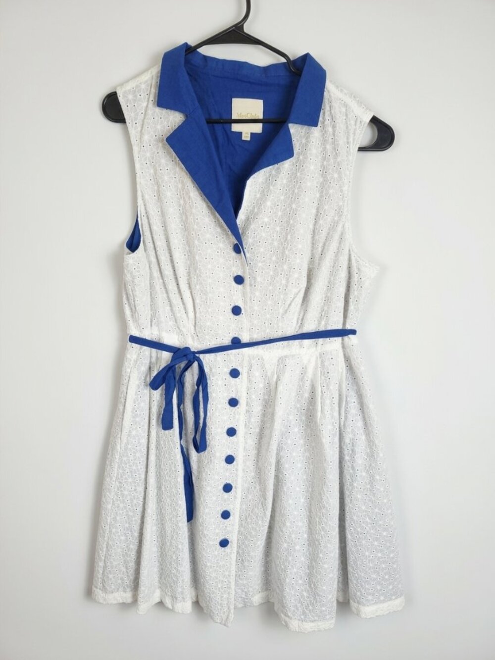 ModCloth 3X Cotton Eyelet Shirt Dress Blue Cottagecore Retro Rockabilly